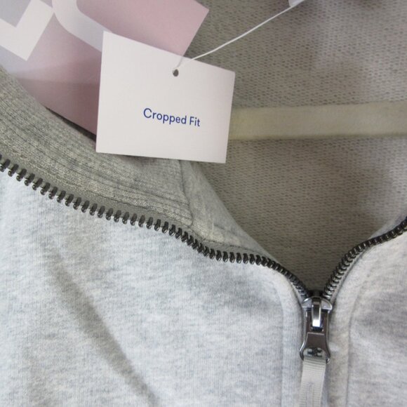 Joy Lab Heather Gray Sweatshirt 3/4 Zip Cropped French Terry Size XXL NWT - Picture 7 of 11